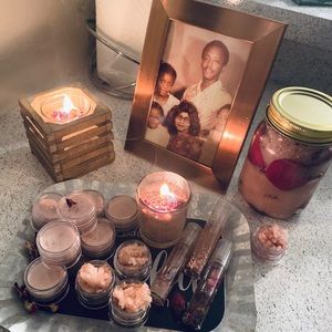 Home made lip gloss, lip balm, scrub and candles